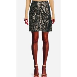 IRO Paris Skirt Size 40 Black Gold‎ Metallic Leopard Print Party Mini large